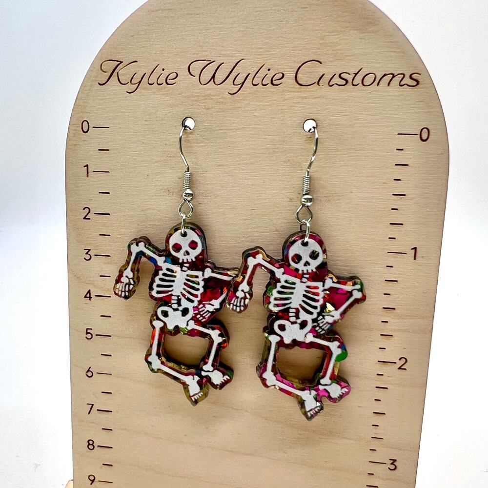 Dancing Skeleton Earrings - Halloween Earrings - Goth Earrings - Party Earrings - Picture 9 of 9